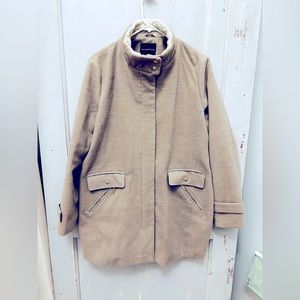 Weatherproof Oatmeal Funnel Collar Pea Coat